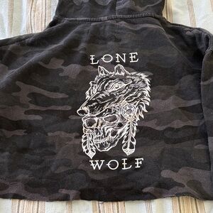 Lone Wolf Black Camouflage Hoodie
